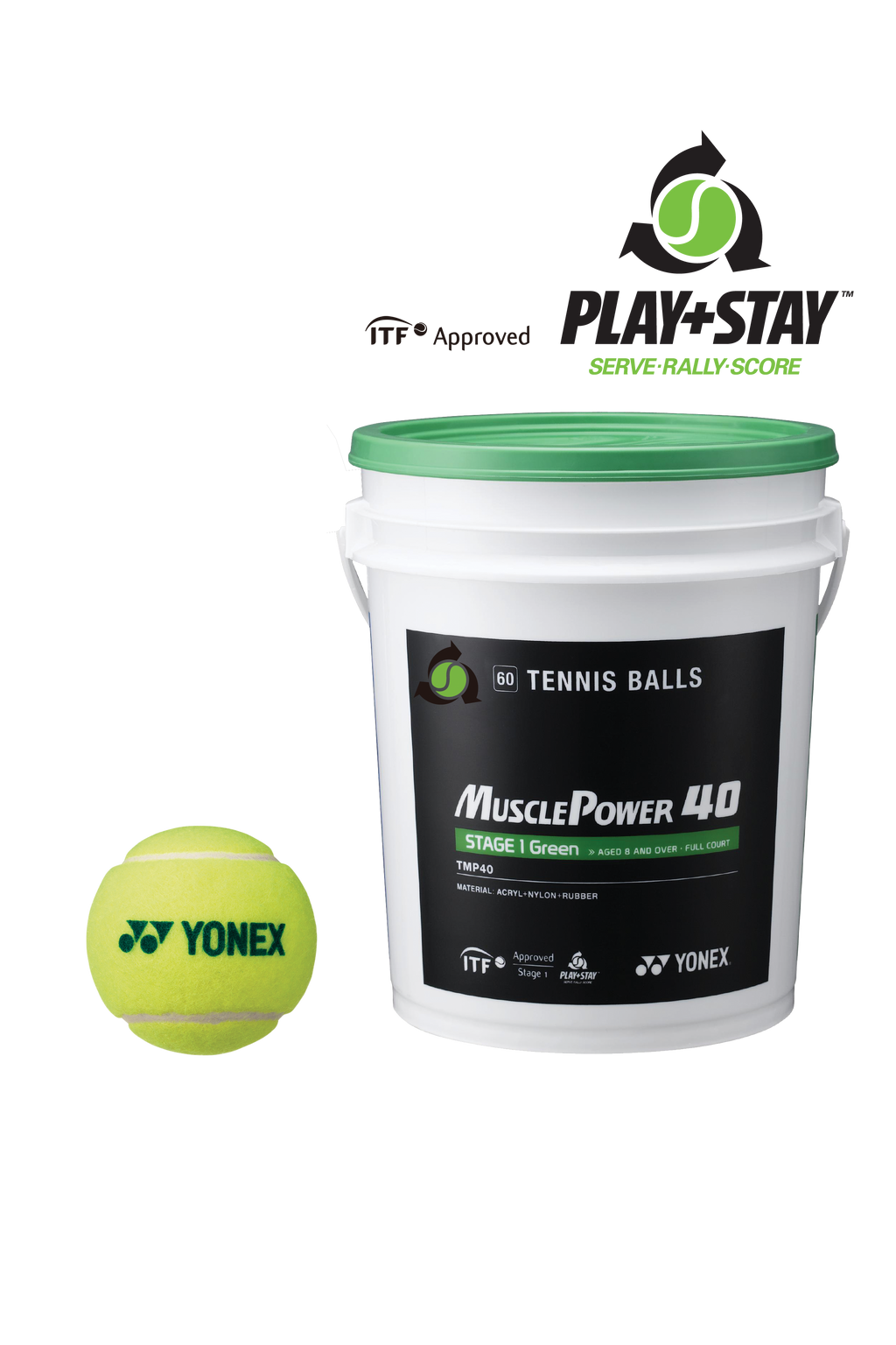 Yonex COLOURED TRAINING BALLS BUCKET - 60 BALLS, STAGE 1